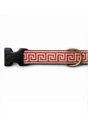 Up Country Red and Gold Greek Key Patterned Dog Collar